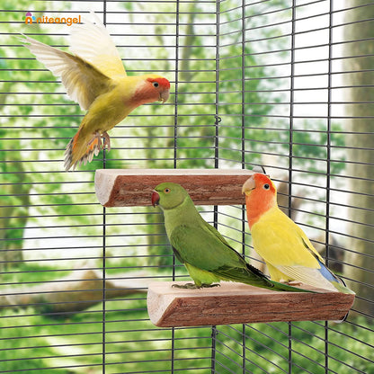 Parrot Cage Perch, Wooden Platform for Birds (2 Packs)