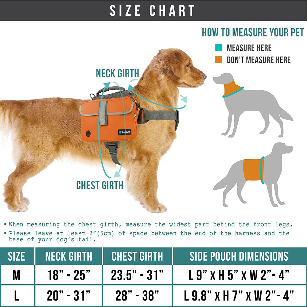 Dog Backpack for Medium Large Dogs, Dog Saddle Bag for Dogs to Wear, Harness Saddlebag with Reflective Safety Side Pockets for Hiking, Camping, Vest Dog Pack for Travel (Green, Large)