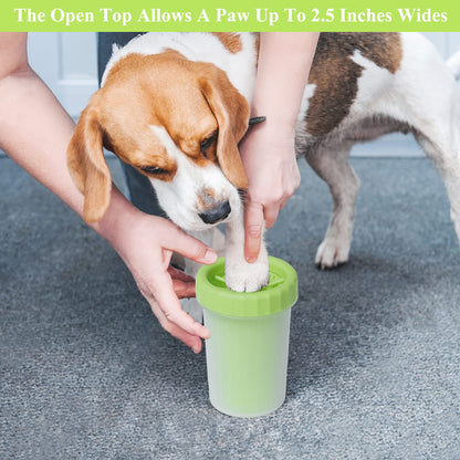 Dog Paw Washer, Dog Foot Cleaner,Things for Dogs Must Haves, 2 in 1 Pet Foot Washing Cup, Dog Summer Accessories Supplies, Muddy Paw Cleaner Dog Workout Equipment,Pet Paw Washer Clean Dog Paws- Green