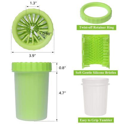 Dog Paw Washer, Dog Foot Cleaner,Things for Dogs Must Haves, 2 in 1 Pet Foot Washing Cup, Dog Summer Accessories Supplies, Muddy Paw Cleaner Dog Workout Equipment,Pet Paw Washer Clean Dog Paws- Green